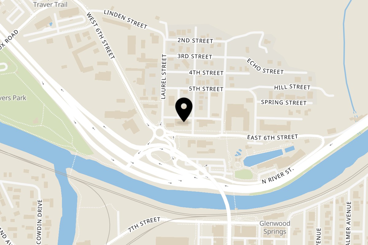 Map showing the location of Himalayan Cuisine on 115 6th St in Glenwood Springs